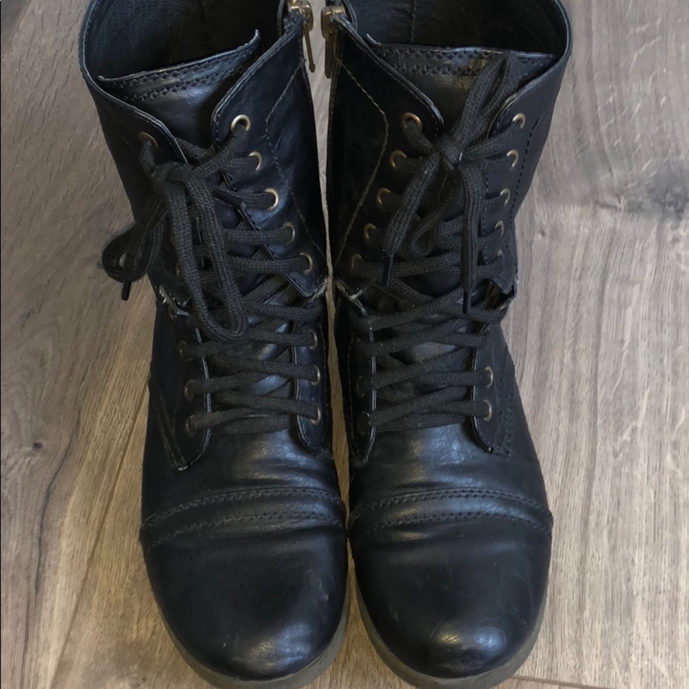 Black combat boots